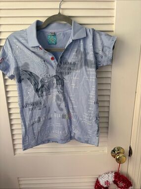 Light Blue Kids Polo with Horse Anatomy Print